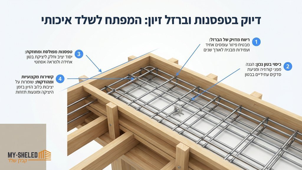 נוצר על ידי מודל בינה מלאכותית Gemini Pro הכנת טפסנות וקשירת ברזל ליציקת תקרה בבנייה פרטית
