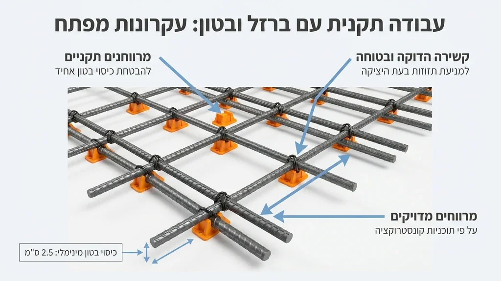 נוצר על ידי מודל בינה מלאכותית Gemini Pro בדיקת איכות של ברזל ובטון במהלך בניית שלד