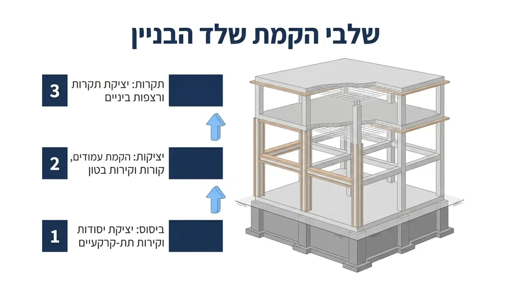 נוצר על ידי מודל בינה מלאכותית Gemini Pro עבודות שלד מתקדמות באתר בנייה של חברת מיי שלד