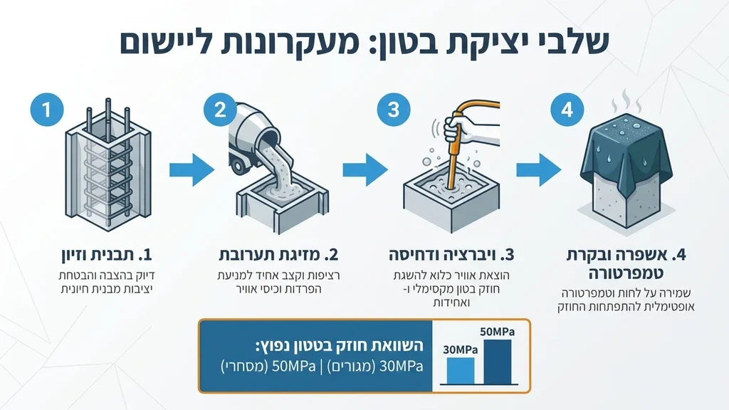 נוצר על ידי מודל בינה מלאכותית Gemini Pro יציקת בטון ופיקוח הנדסי באתר הבנייה