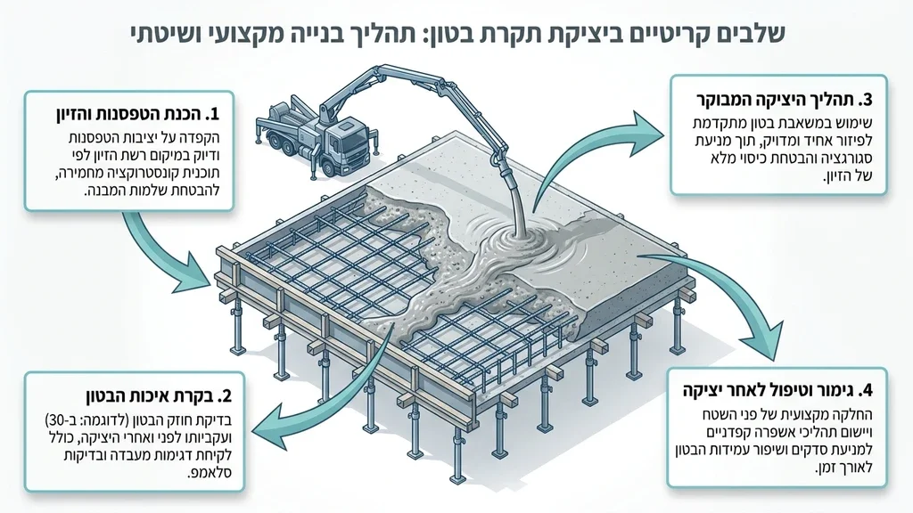 נוצר על ידי מודל בינה מלאכותית Gemini Pro יציקת גג בטון עם משאבת בטון ופועלים