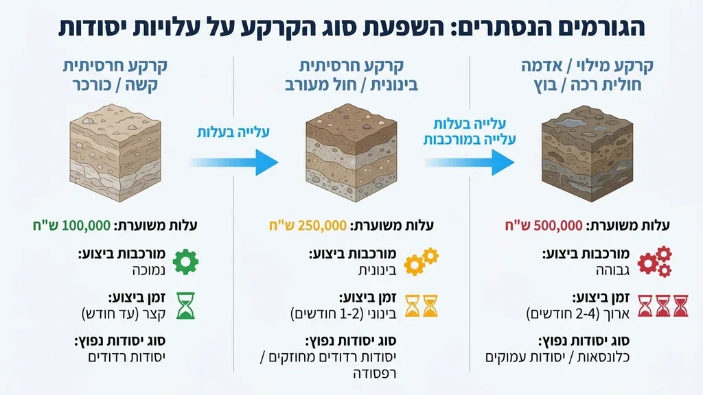 נוצר על ידי מודל בינה מלאכותית Gemini Pro עבודות עפר ויציקת יסודות באתר בנייה