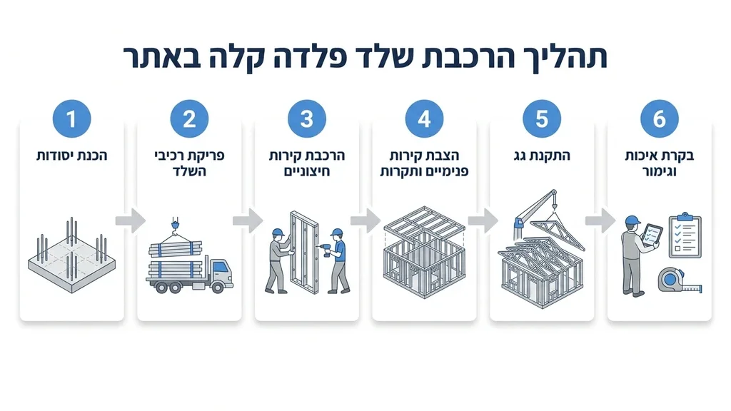 נוצר על ידי מודל בינה מלאכותית Gemini Pro פרופילי פלדה מוכנים להרכבה באתר בנייה מתקדם